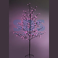 Дерево комнатное "Сакура", коричневый цвет ствола и веток, высота 1.5 метра, 120 светодиодов розового цвета,