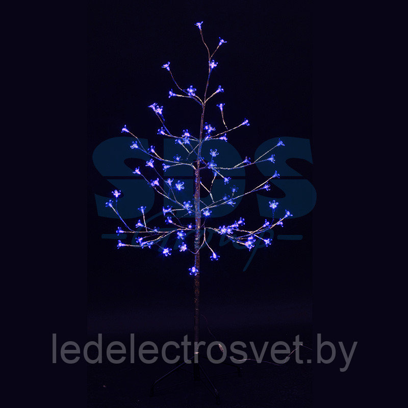 Дерево комнатное "Сакура", ствол и ветки фольга, высота 1.2 метра, 80 светодиодов синего цвета, трансформатор - фото 1 - id-p106809462