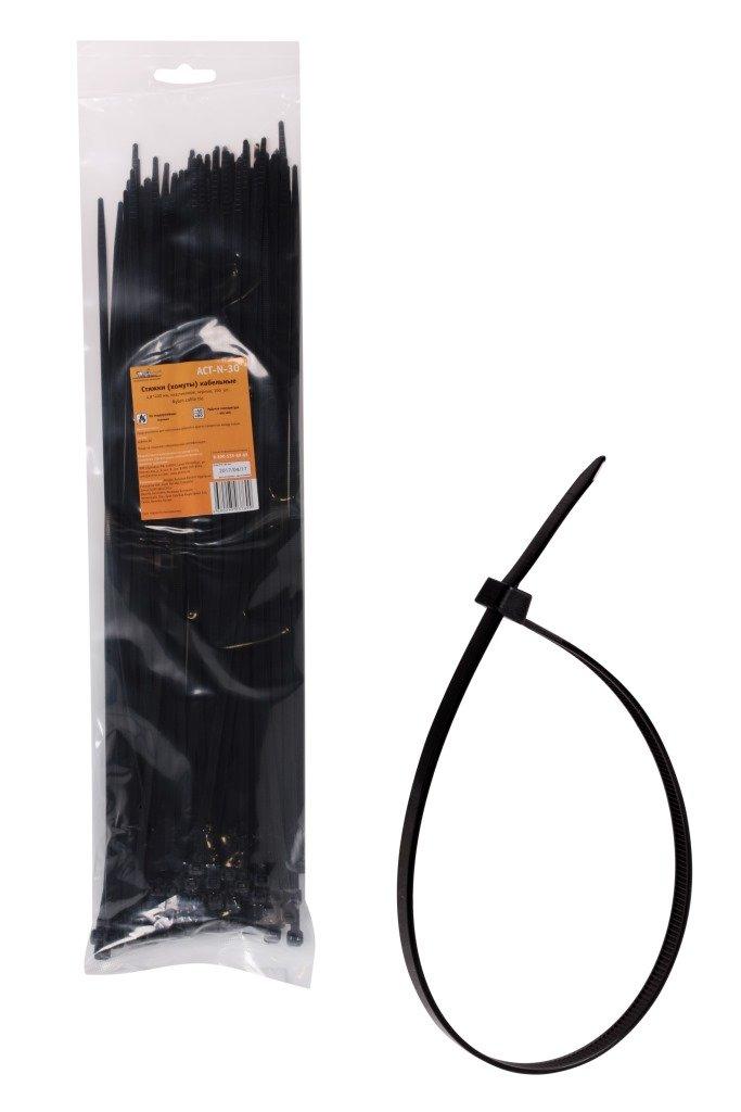 Стяжки (хомуты) кабельные 4,8*400 мм, пластиковые, черные, 100 шт.(ACT-N-30)