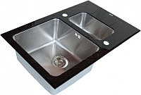 Стальная кухонная мойка со стеклом ZorG Inox-Glass GL-5078-2