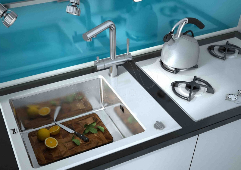 Стальная кухонная мойка со стеклом ZorG Inox Glass GL-6051 - фото 6 - id-p106820154