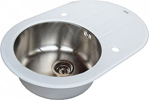 Стальная кухонная мойка со стеклом ZorG Inox-Glass GL-5077-OV