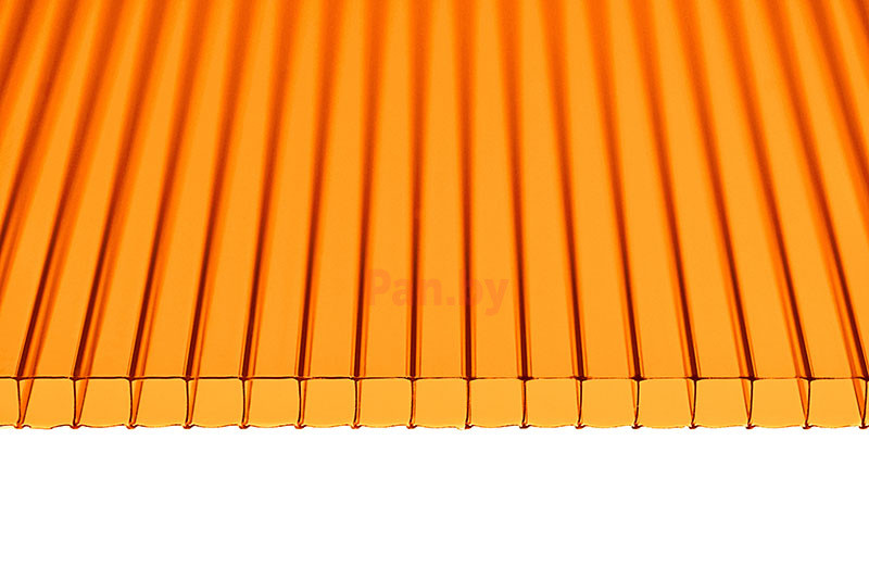Поликарбонат сотовый Polynex Оранжевый 6000*2100*8 мм, 1,15 кг/м2 - фото 1 - id-p106849097