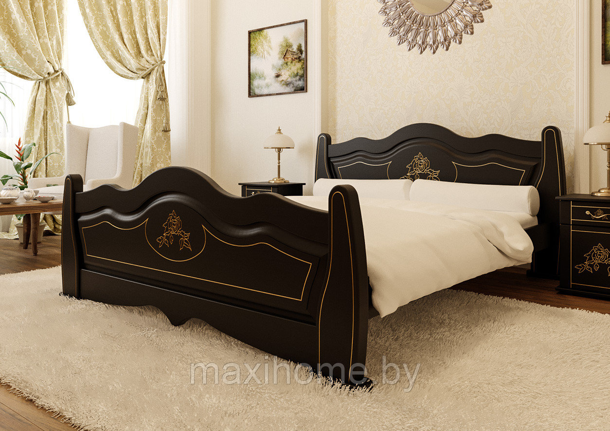Кровать из массива ольхи «Мальва», цвет венге - фото 1 - id-p106866895