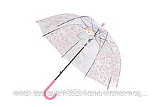 Зонт прозрачный купол «ЕДИНОРОГ» розовый цвет 82 см., фото 3