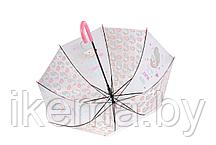 Зонт прозрачный купол «ЕДИНОРОГ» розовый цвет 82 см., фото 2
