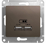 GSL000833 GLOSSA USB РОЗЕТКА,5В/2100мА, 2х5В/1050мА, механизм, ШОКОЛАД (MS)