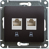 GLOSSA РОЗЕТКА двойная RJ45+RJ45, кат.5E, механизм, ШОКОЛАД