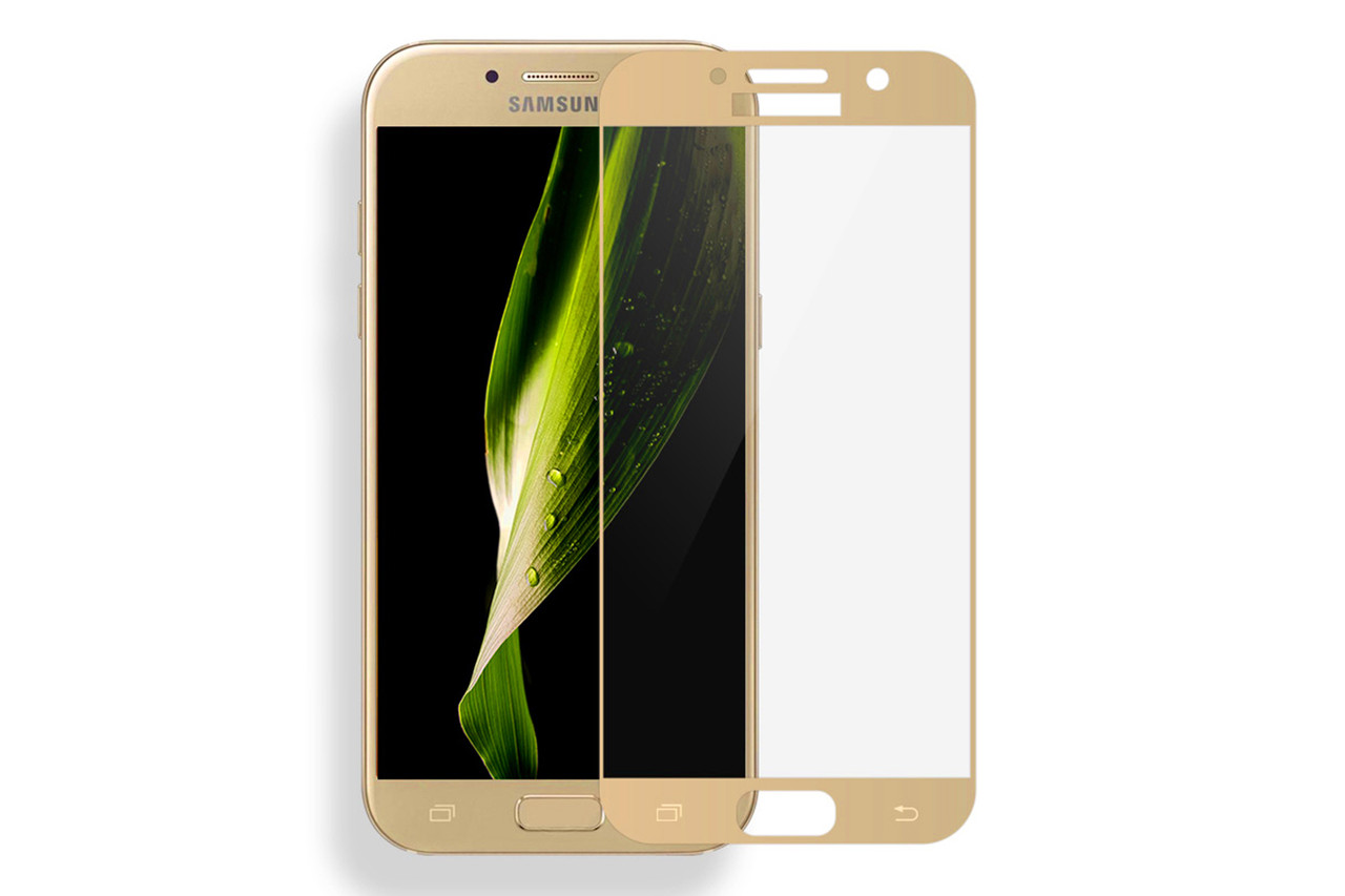 Защитное стекло для Samsung Galaxy A7 2017 (золотое, полноразмерное)