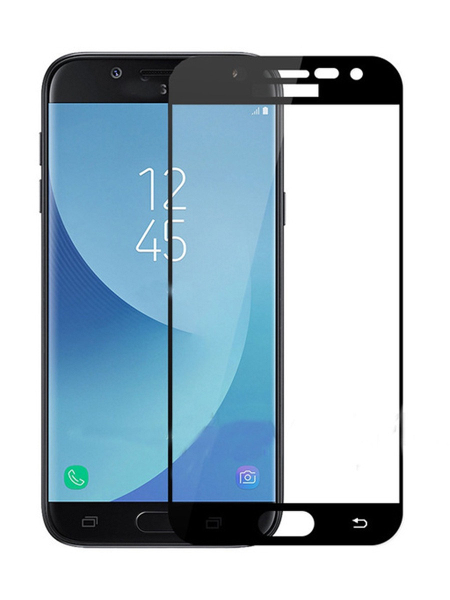 Защитное стекло для Samsung Galaxy J3 2017 (чёрное, полноразмерное)