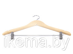 Вешалка-плечики для одежды деревянные с прищепками и перекладиной для брюк 44,5 см.