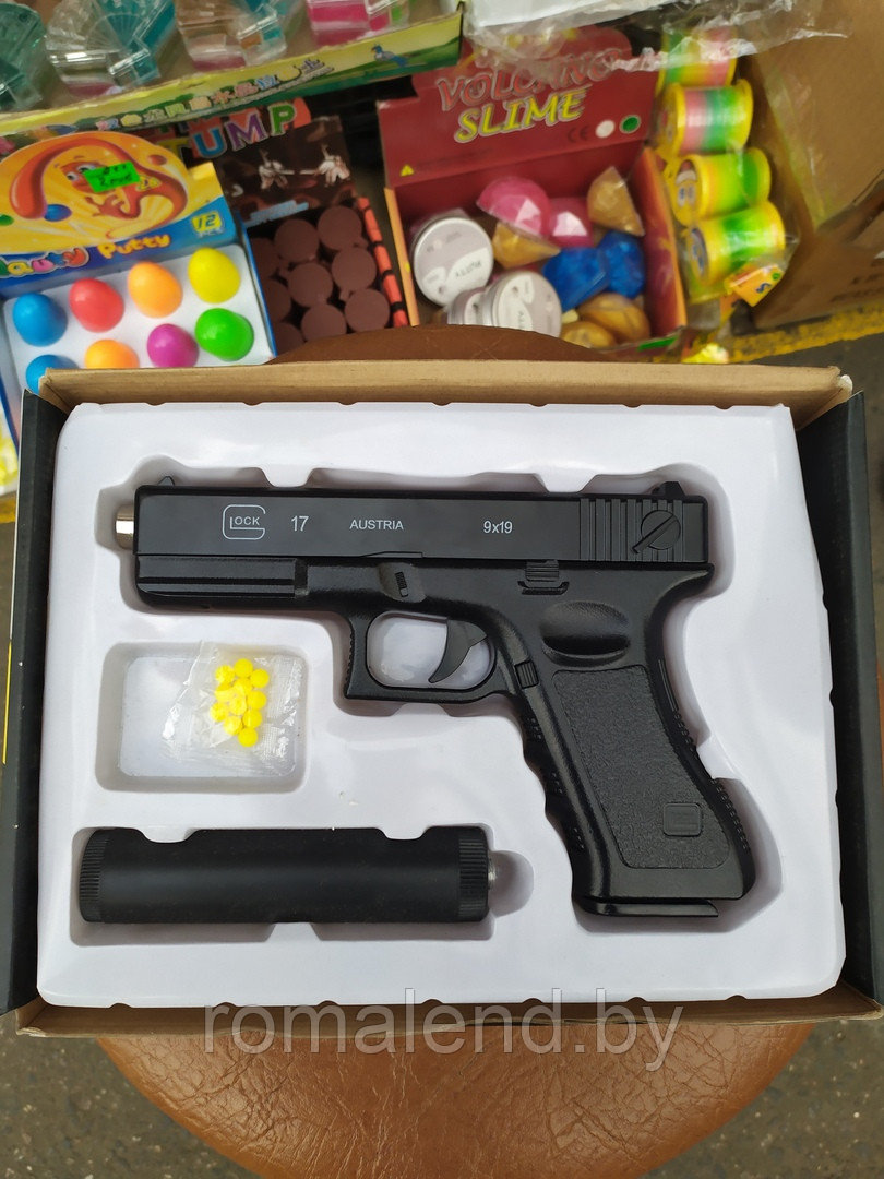 Пистолет детский пневматический. Glock C15А+ с глушителем - фото 3 - id-p107007702