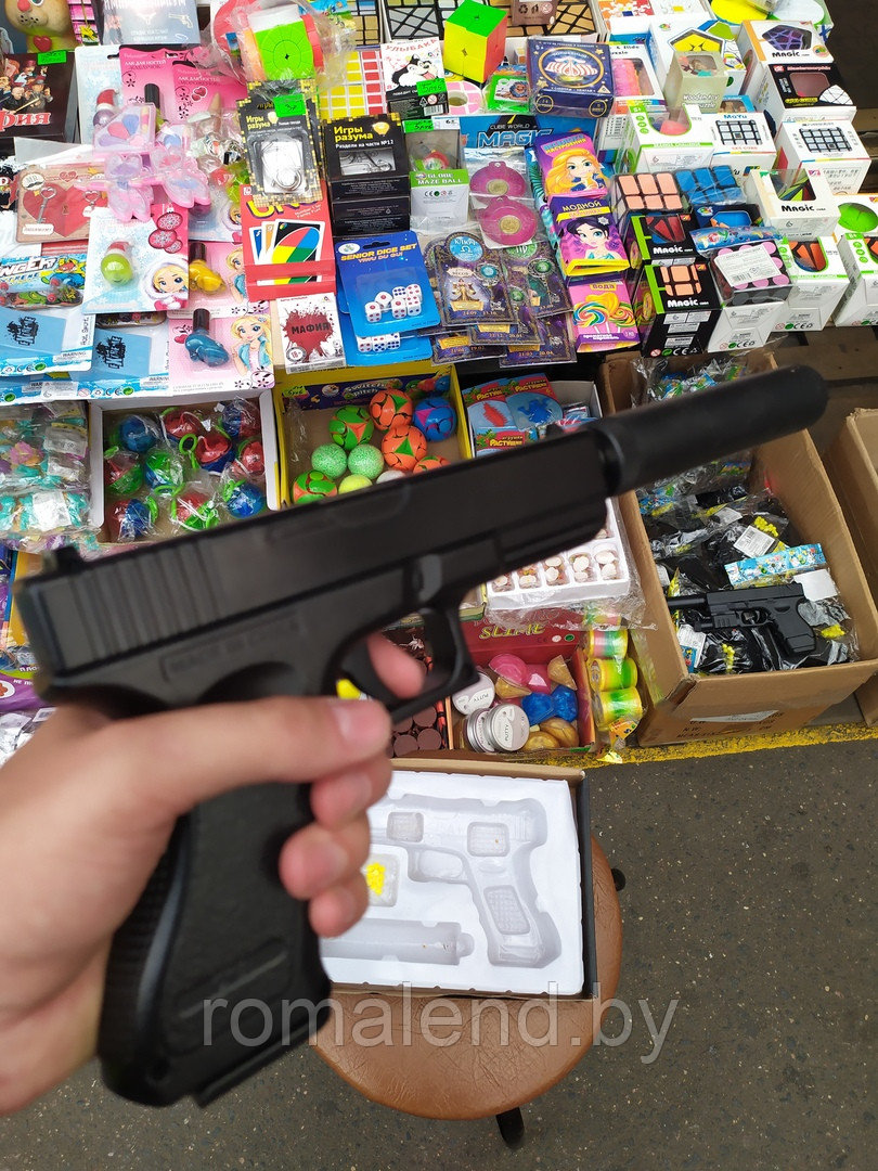 Пистолет детский пневматический. Glock C15А+ с глушителем - фото 4 - id-p107007702