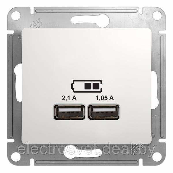 GSL000833 GLOSSA USB РОЗЕТКА,5В/2100мА, 2х5В/1050мА, механизм, БЕЛЫЙ - фото 1 - id-p107043383