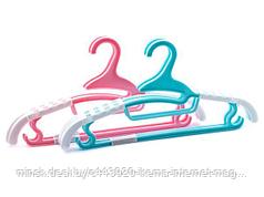 Набор вешалок/плечиков для одежды пластмассовых 2 шт. 41 см. (розовый/голубой цвет) (арт. 13351)