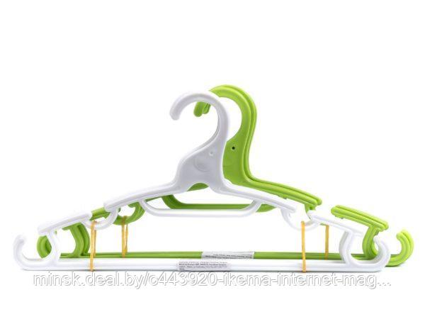 Набор вешалок/плечиков для одежды пластмассовых 5 шт. 39 см. (зеленый/белый цвет) (код 179688) - фото 1 - id-p107043499