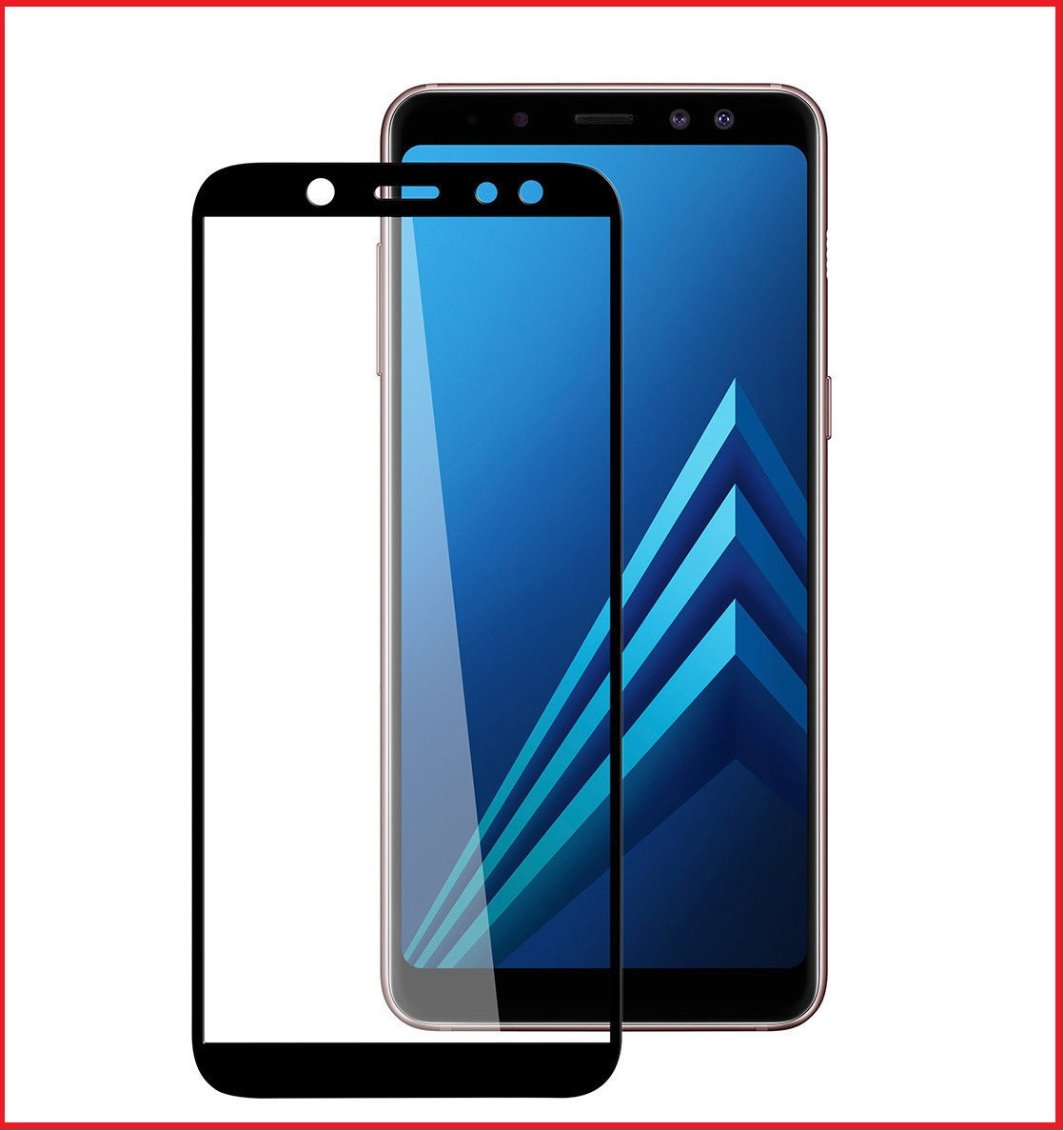 Защитное стекло Full-Screen для Samsung Galaxy A6 (2018) черный (полноразмерное)