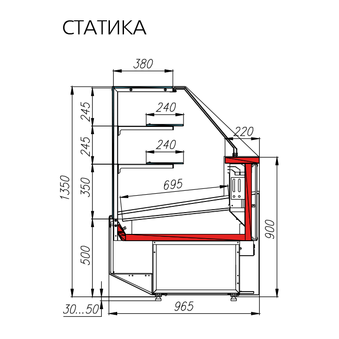 Витрина холодильная Carboma CASABLANCA KC95 SM 1,2-1 - фото 5 - id-p83976763
