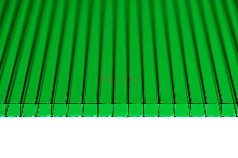 Поликарбонат сотовый Royalplast Зеленый 6000*2100*8 мм, 1,25 кг/м2 - фото 1 - id-p107197369