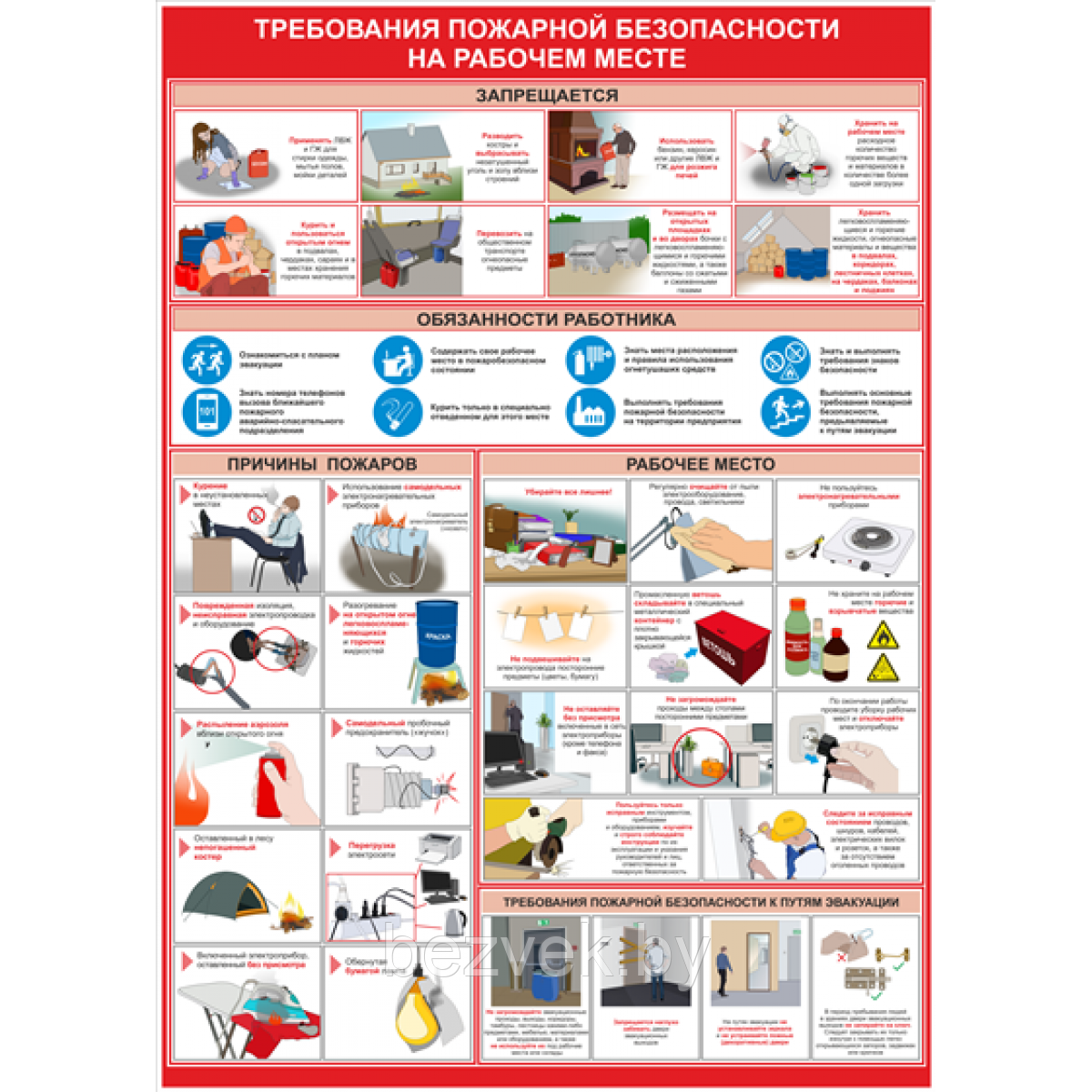 Плакат Требования пожарной безопасности на рабочем месте - фото 1 - id-p107239072