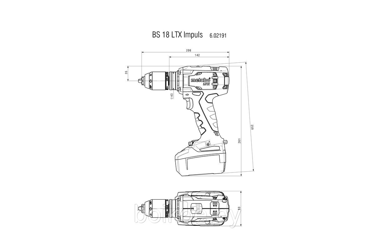 Аккумуляторная дрель-шуруповерт Metabo BS 18 LTX Impuls (18В, 2x4 Ач Li-ion, кейс) - фото 2 - id-p107239669