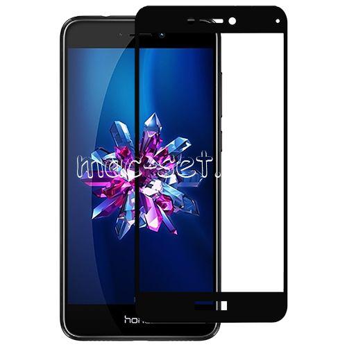 Защитное стекло для Huawei honor 8 lite (полноразмерное, чёрное)