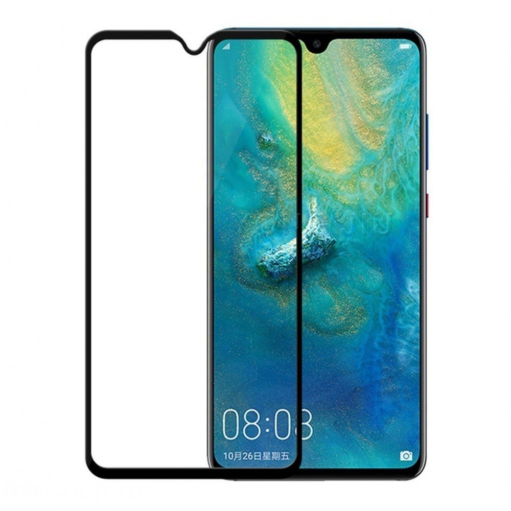 Защитное стекло для Huawei Mate 20 (полноразмерное, чёрное)