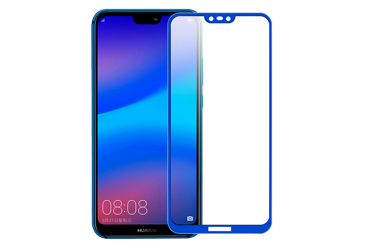 Защитное стекло для Huawei P20 lite (полноразмерное, синее)