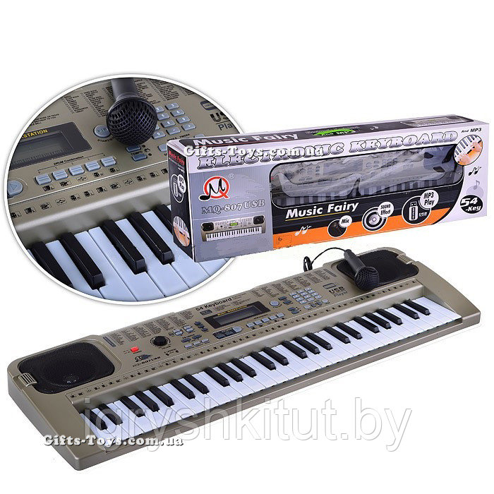 Детский обучающий синтезатор MQ-807 USB сеть,54 клавиши - фото 2 - id-p107249690