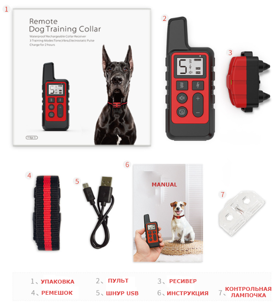 Ошейник для дрессировки собак DOG-2020. Красный дизайн. - фото 8 - id-p107303203