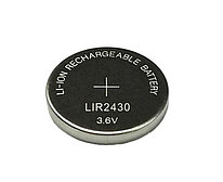 Технологический аккумулятор LIR 2430, 3,6V, (аналог батарейки CR2430)