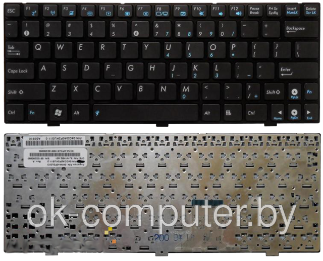 Клавиатура для нeтбука ASUS Eee PC 1000. Черная. В рамке. Русскоязычная