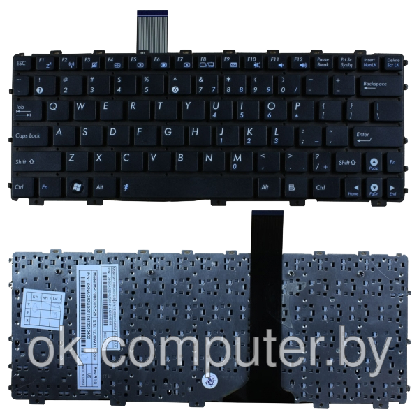 Клавиатура для нeтбука ASUS Eee PC 1011BX. Черная. Без рамки. Русскоязычная