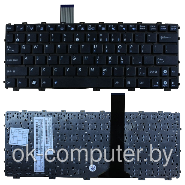 Клавиатура для нeтбука ASUS Eee PC 1011BX. Черная. Без рамки. Русскоязычная - фото 1 - id-p5300859