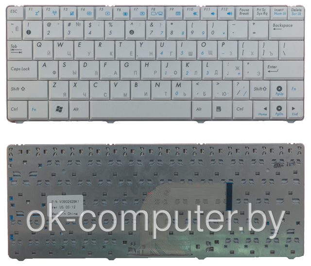 Клавиатура для нeтбука ASUS Eee PC 1101HA. Белая. Русскоязычная