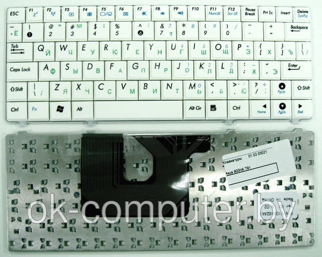 Клавиатура для нeтбука ASUS Eee PC 900HA. Белая. Русскоязычная - фото 1 - id-p5300866