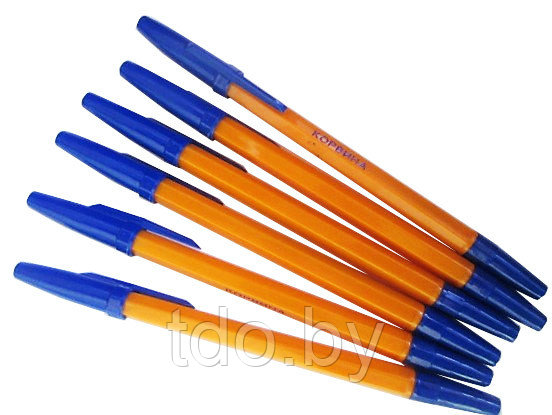 Шариковая ручка: "корвина", жёлтый корпус, с синим колпачком, цвет чернил-синий