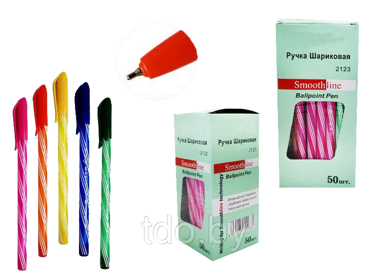 Шариковая ручка: яркий, пл цв корпус, с рис-винтовые полосочки, игольчатый наконечник, цвет чернил-синий