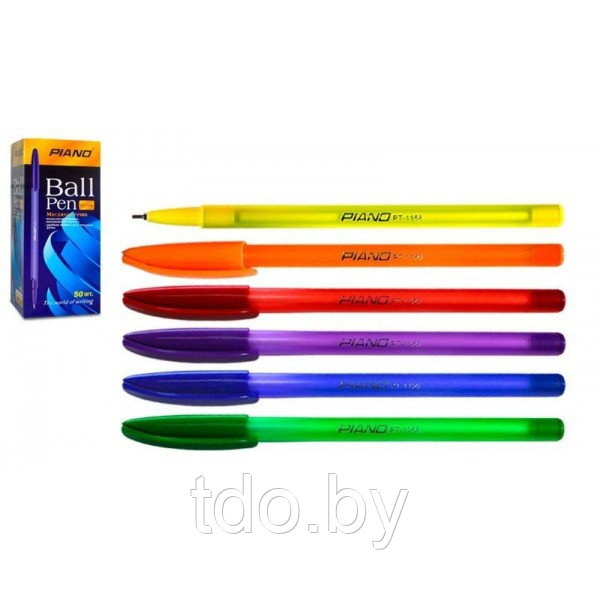 Ручка шариковая: на масляной основе, "Piano", яркий, цветной, полупрозрачный, флюоресцентный корпус, синяя - фото 1 - id-p107242333
