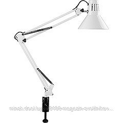 Светильник настольный под лампу E27 : под лампу E27, max 60W, 230V на струбцине, белый, DE1430