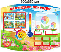 Стенд "Календарь природы" развивающий для группы "Семицветик" 800х650 мм, с комплектом вставок