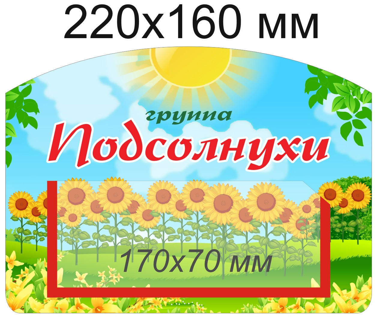 Табличка для группы "Подсолнухи" 220х160 мм, с карманом для информации - фото 1 - id-p107457893