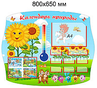 Стенд "Календарь природы" развивающий для группы "Подсолнухи" 800х650 мм, с комплектом вставок