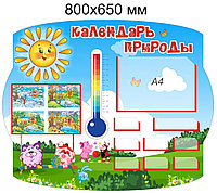 Стенд "Календарь природы" развивающий для группы "Солнышко" 800х650 мм, с комплектом вставок