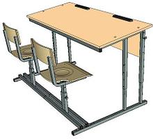 Парта (моноблок) со стульями двухместная ученическая для начальных классов.