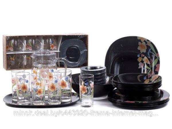 Набор посуды стеклокерамической Neo Carine Minuet Black 45 предметов - фото 1 - id-p107581427