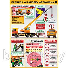 Плакат по охране труда Правила установки автокранов часть 1