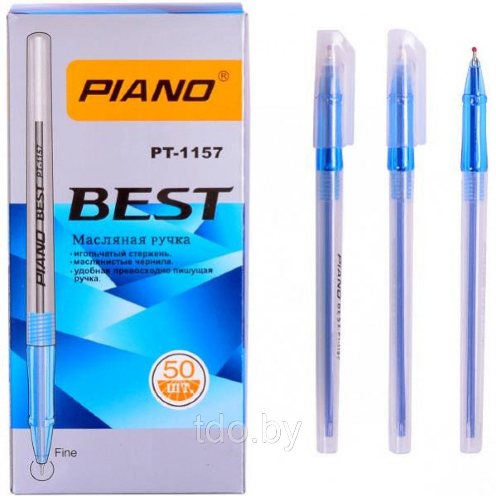 Ручка шариковая: на масляной основе, "Piano", белый полупрозрачный корпус, синий держатель, синяя - фото 2 - id-p107242331