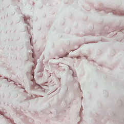 Ткань плюшевая Минки в точку розовый