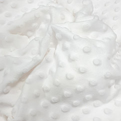 Ткань плюшевая Минки в точку белый